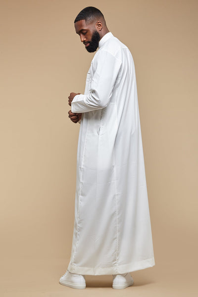 Cream Arabesque Collar Thobe - CAVE