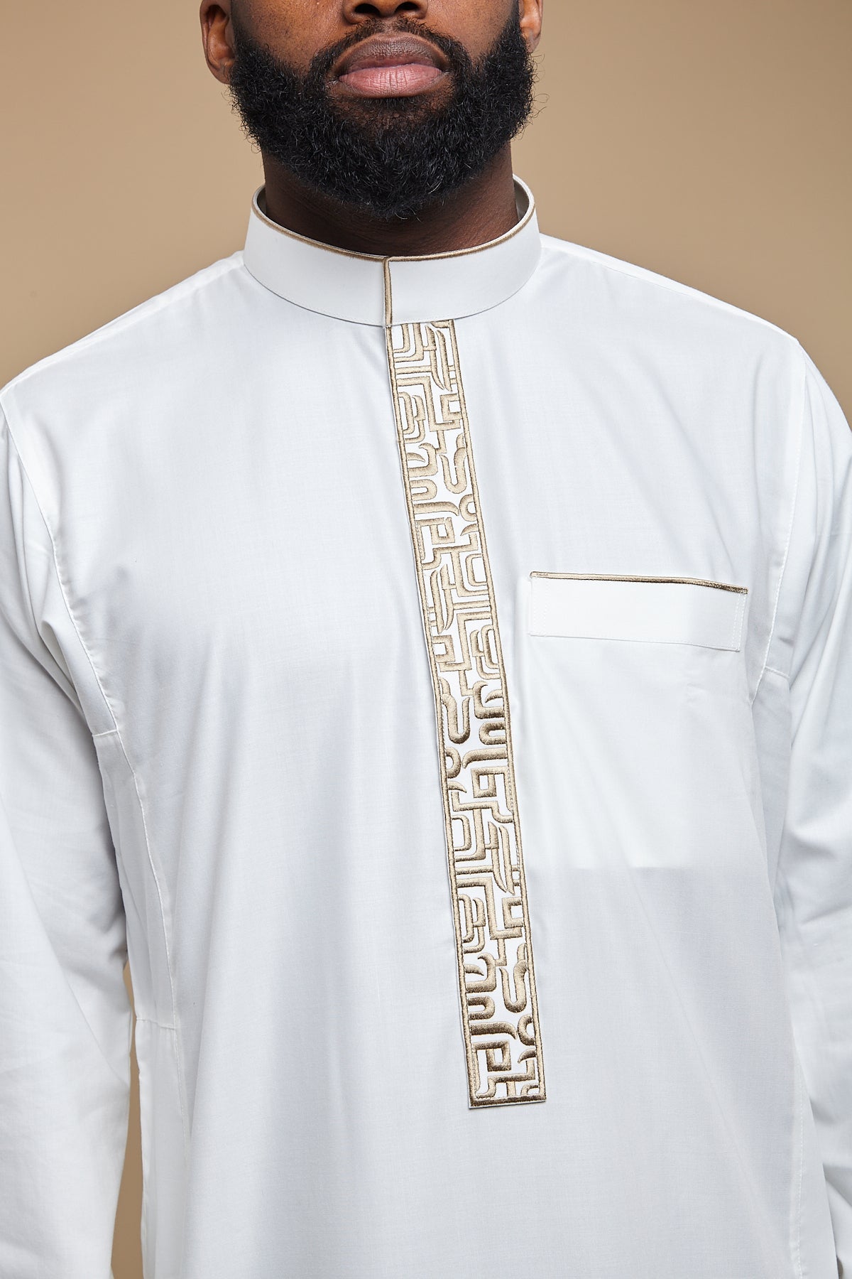 Cream Arabesque Collar Thobe - CAVE