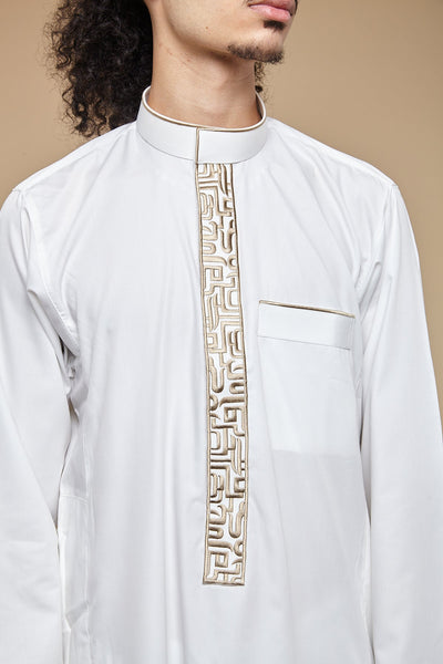 Cream Arabesque Collar Thobe - CAVE