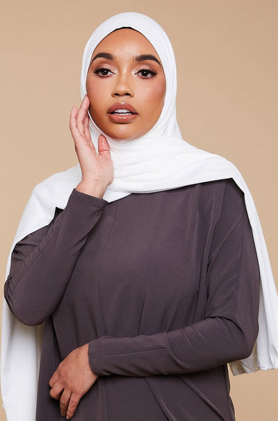 Daisy White Soft Jersey Hijab - CAVE
