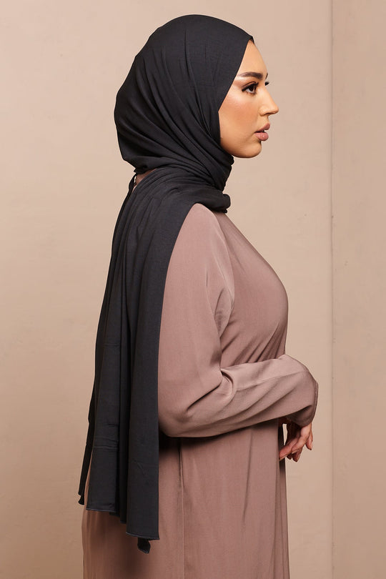 Charcoal Soft Bamboo Jersey Hijab - CAVE