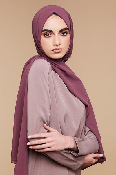 Deep Plum Soft Crepe Chiffon Hijab - CAVE