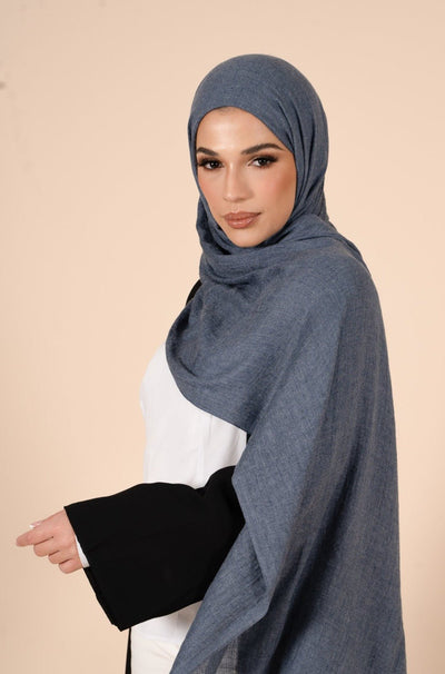 Denim Blue Cotton & Wool Hijab - CAVE