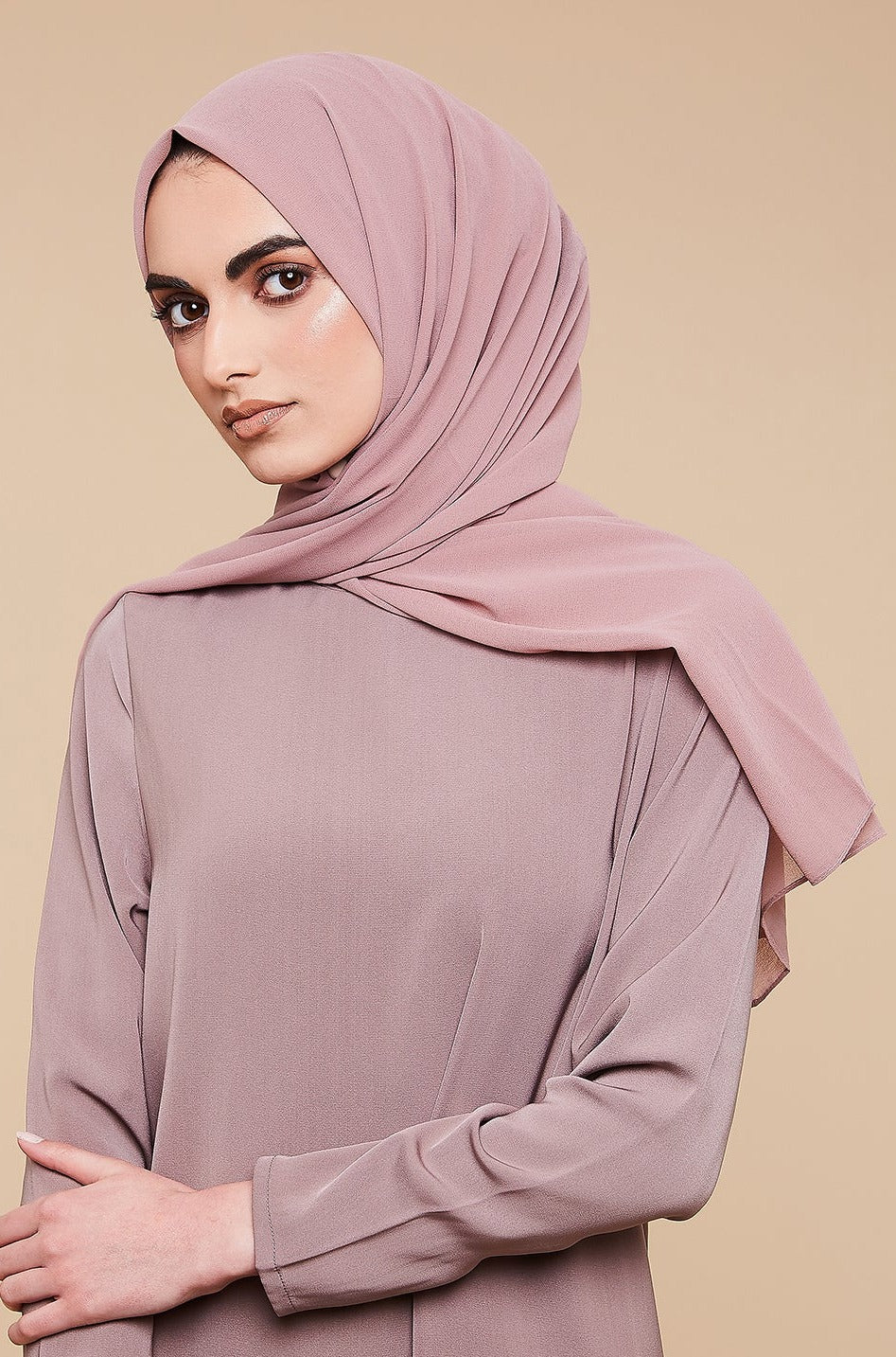 Dusty Pink Crepe Chiffon Hijab - CAVE