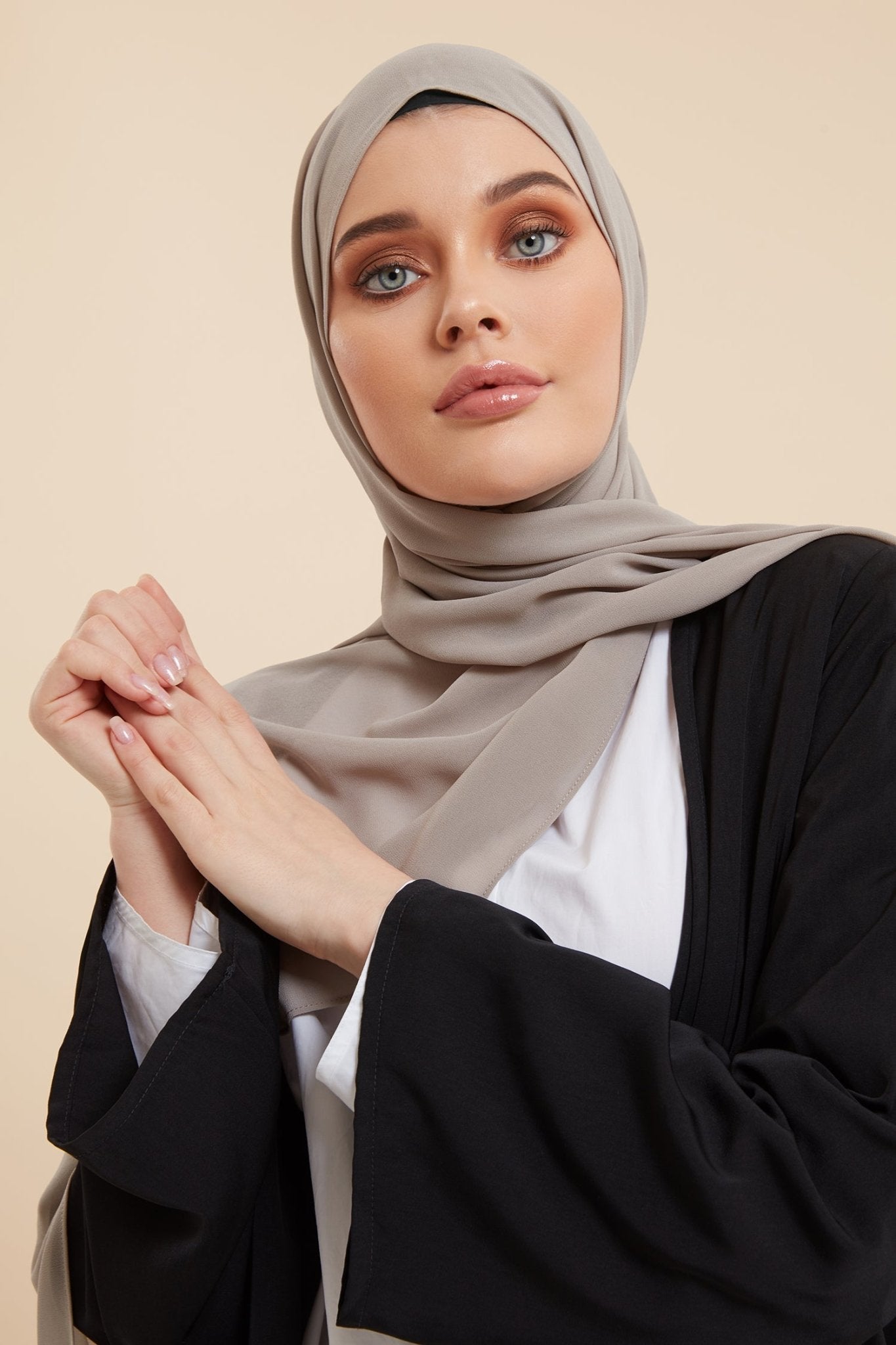 Feather Grey Soft Crepe Hijab - CAVE