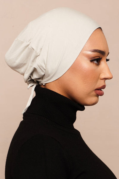 Foggy Grey Bamboo Jersey Hijab Cap - CAVE