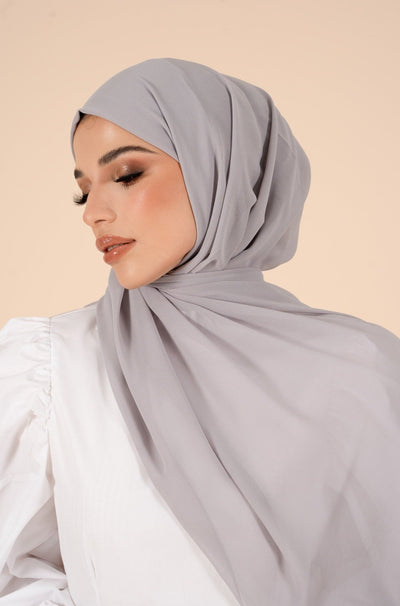 Glacier Grey Soft Crepe Hijab - CAVE