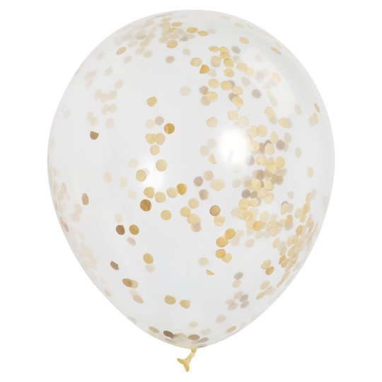 Gold Confetti Clear Balloons (Pack of 4) - CAVE