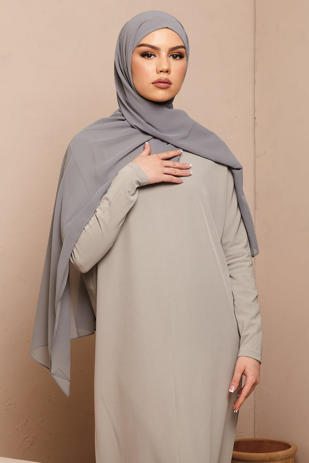 Grey Soft Crepe Chiffon Hijab - CAVE