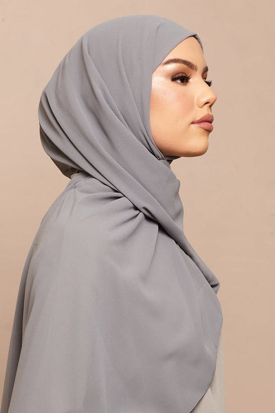 Grey Soft Crepe Chiffon Hijab - CAVE