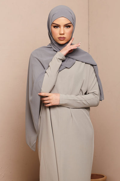 Grey Soft Crepe Chiffon Hijab - CAVE