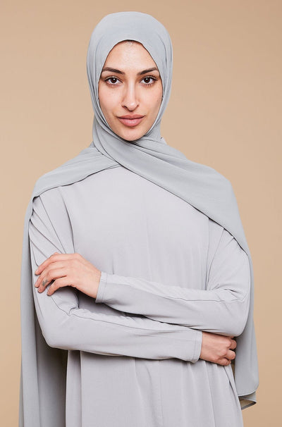 Iron Grey Crinkle Soft Crepe Hijab - CAVE