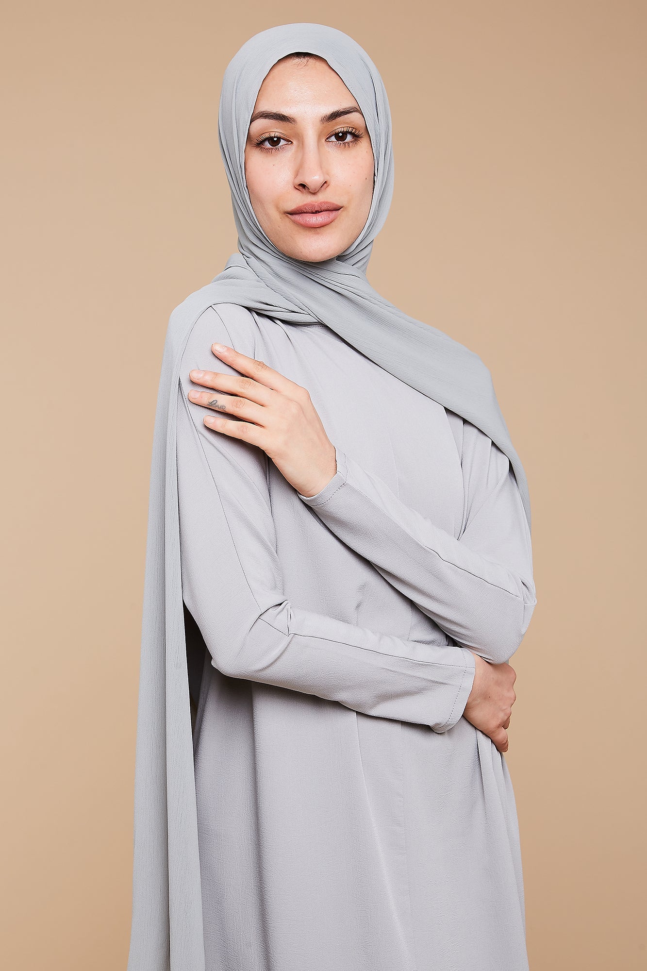 Iron Grey Crinkle Soft Crepe Hijab - CAVE