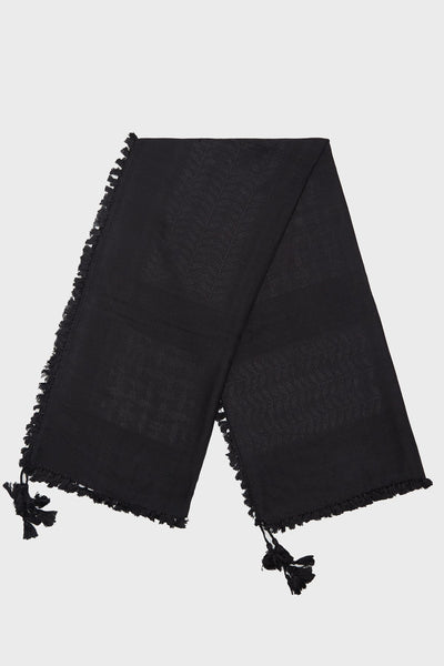 Jet Black Bamboo Keffiyeh Scarf - CAVE