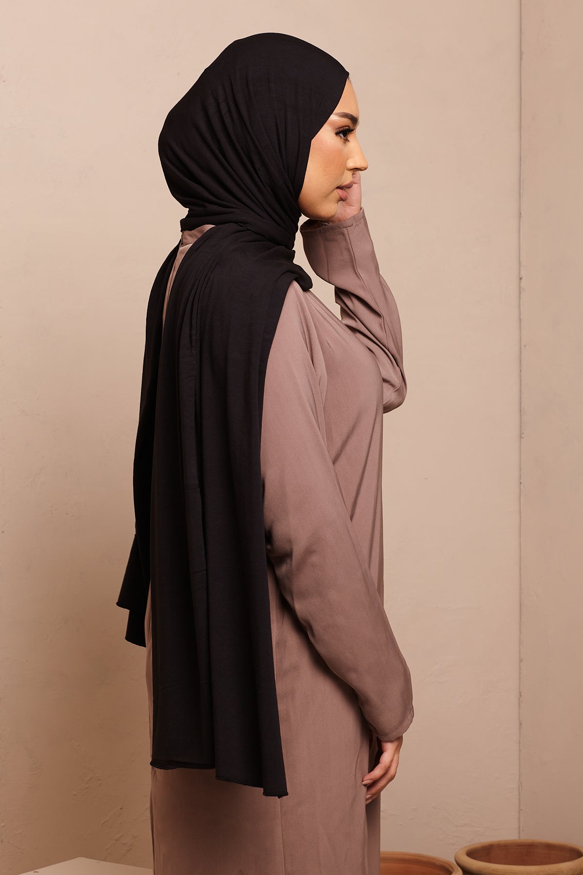 Jet Black Soft Bamboo Jersey Hijab - CAVE