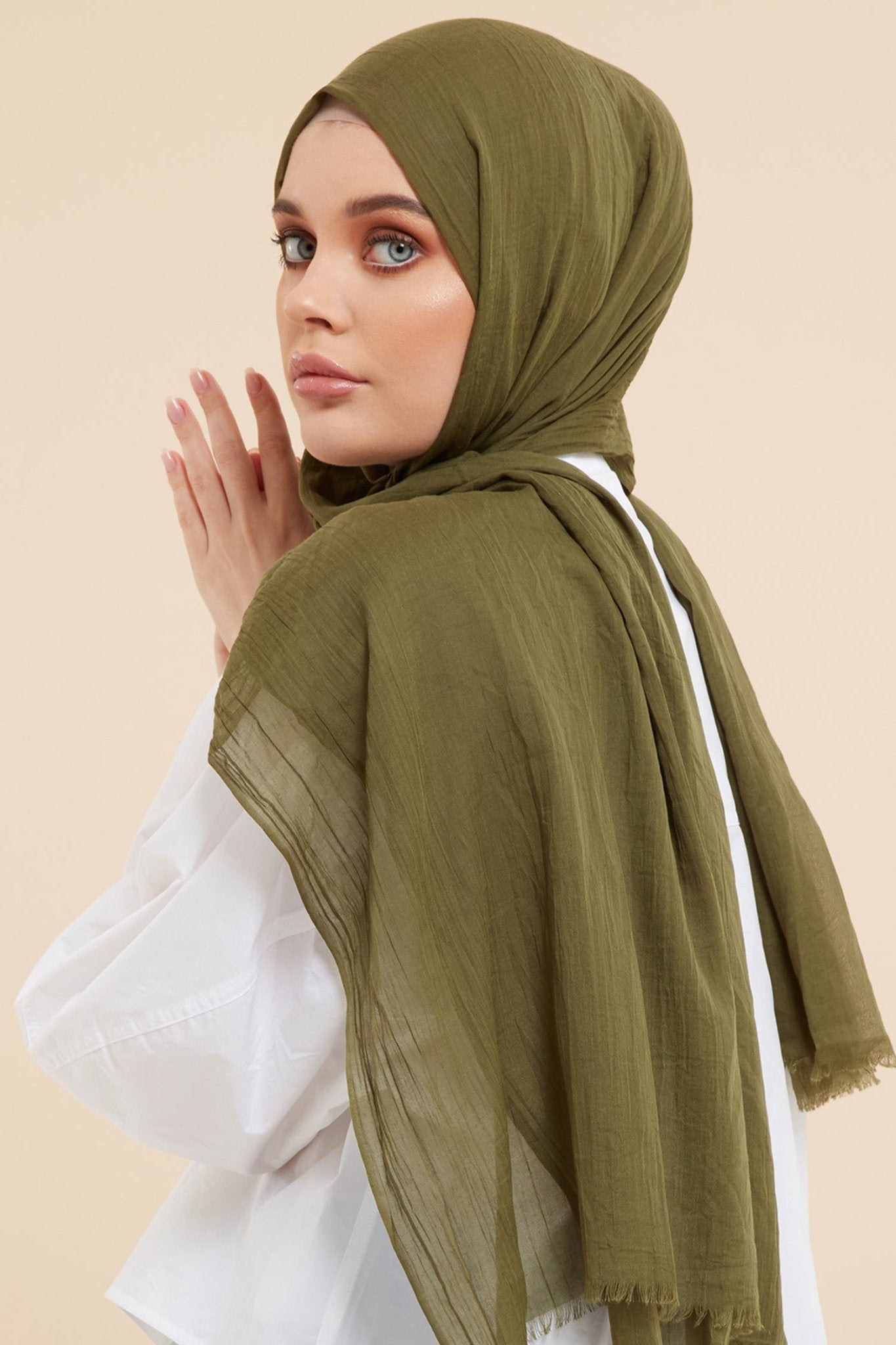 THE SHISHIKUI SILK SCARF CAP/ KHAKI カーキ SILK SCARF CAP/ NAVY