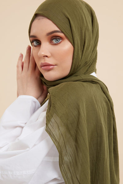 Khaki Cotton & Silk Hijab - CAVE