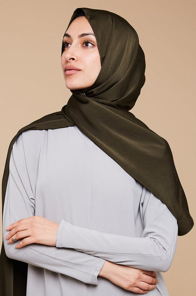 Khaki Grain Satin Hijab - CAVE