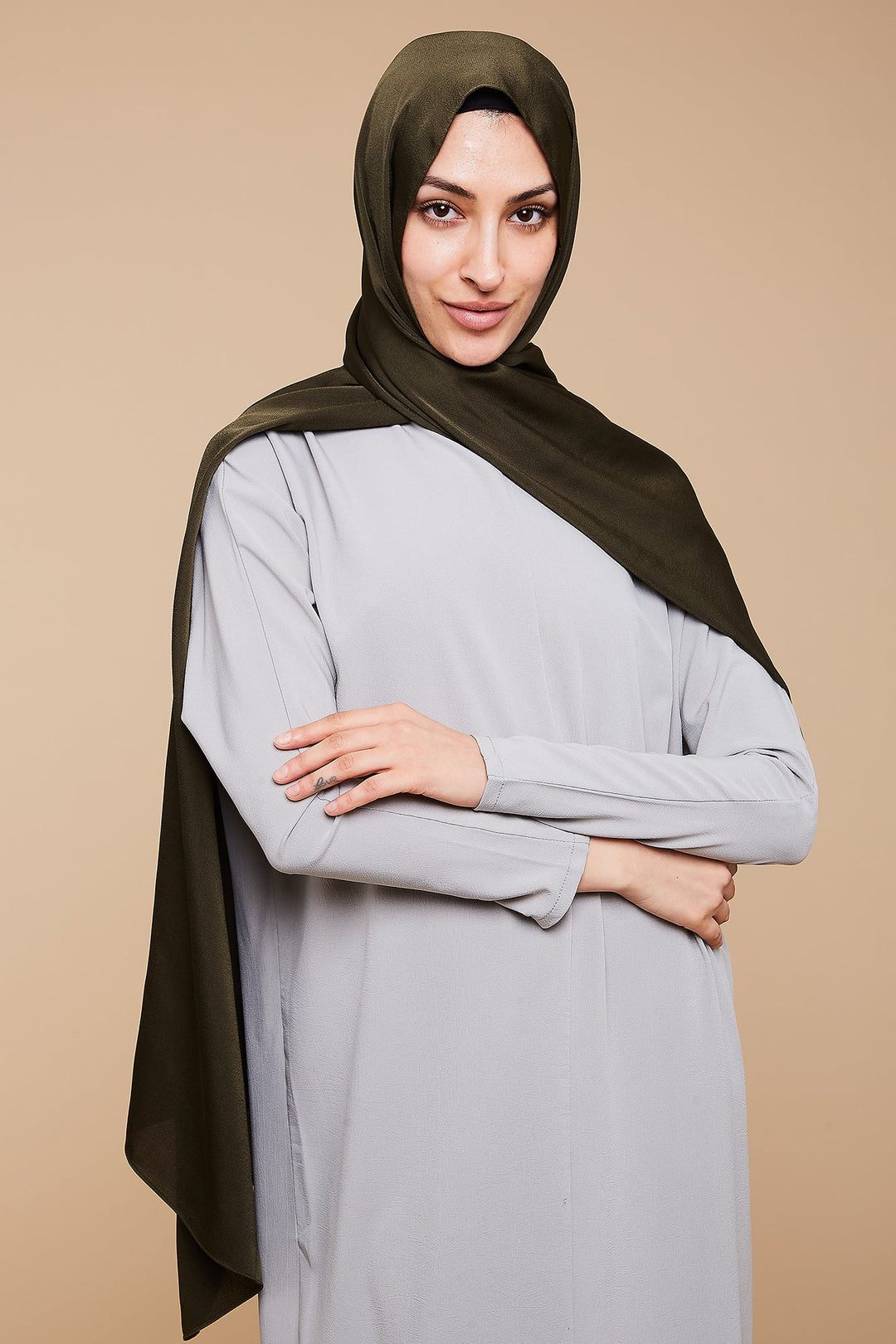 Khaki Grain Satin Hijab - CAVE