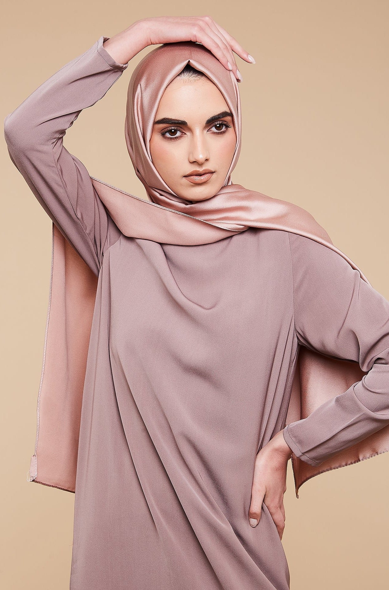 Latte Grain Satin Hijab - CAVE