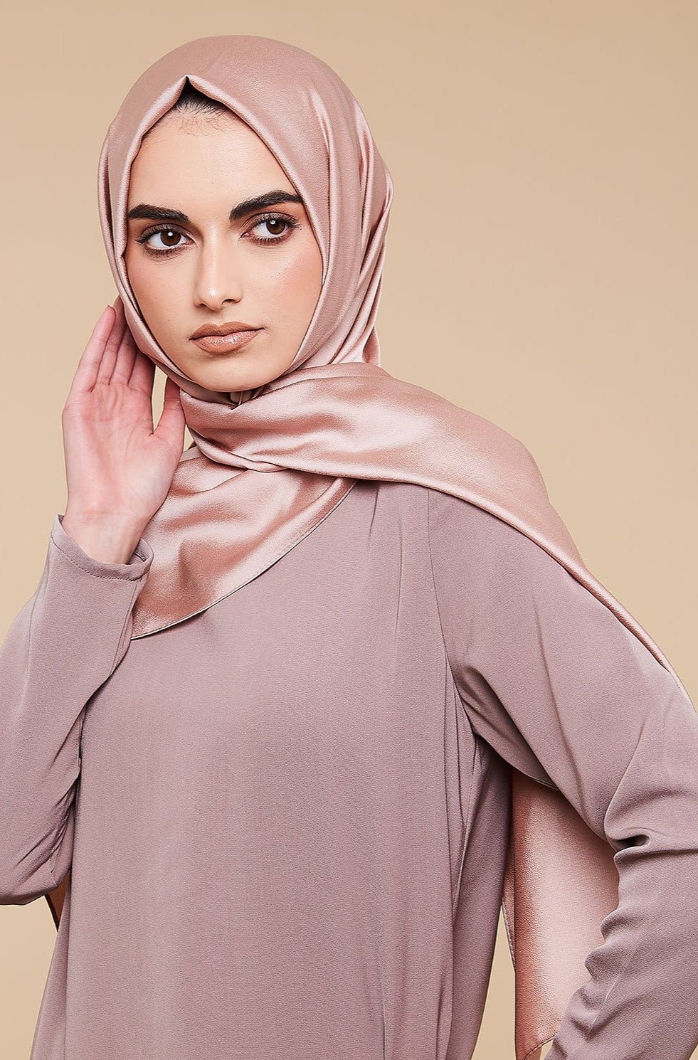 Latte Grain Satin Hijab - CAVE