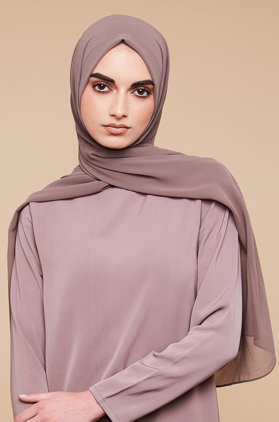 Latte Soft Crepe Chiffon Hijab - CAVE