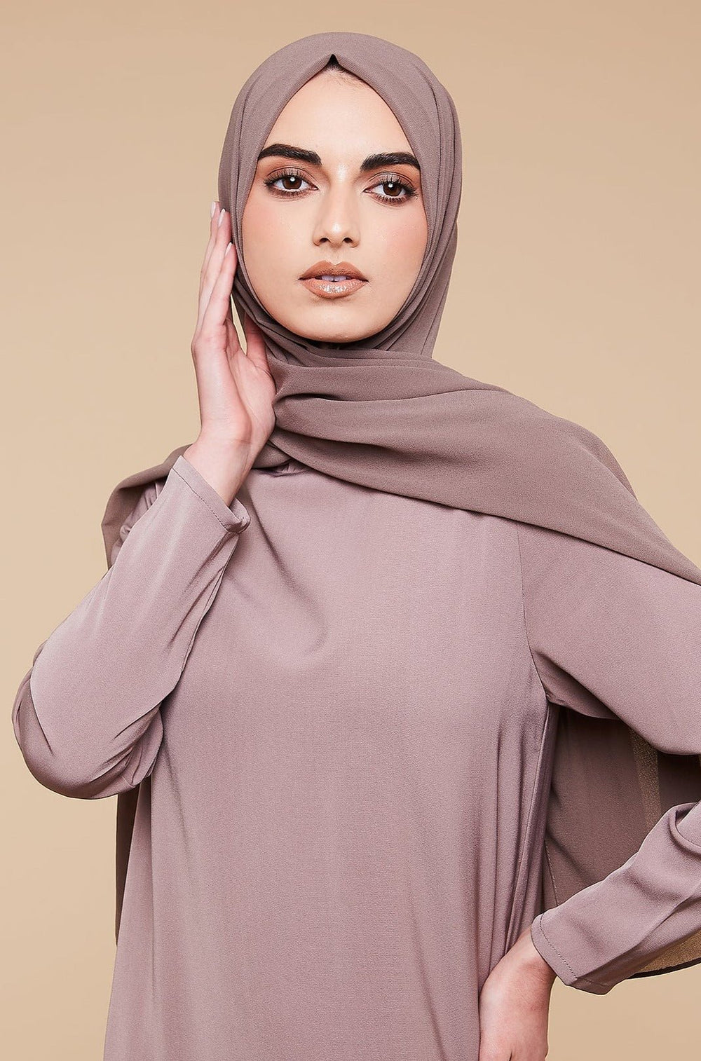 Latte Soft Crepe Chiffon Hijab - CAVE