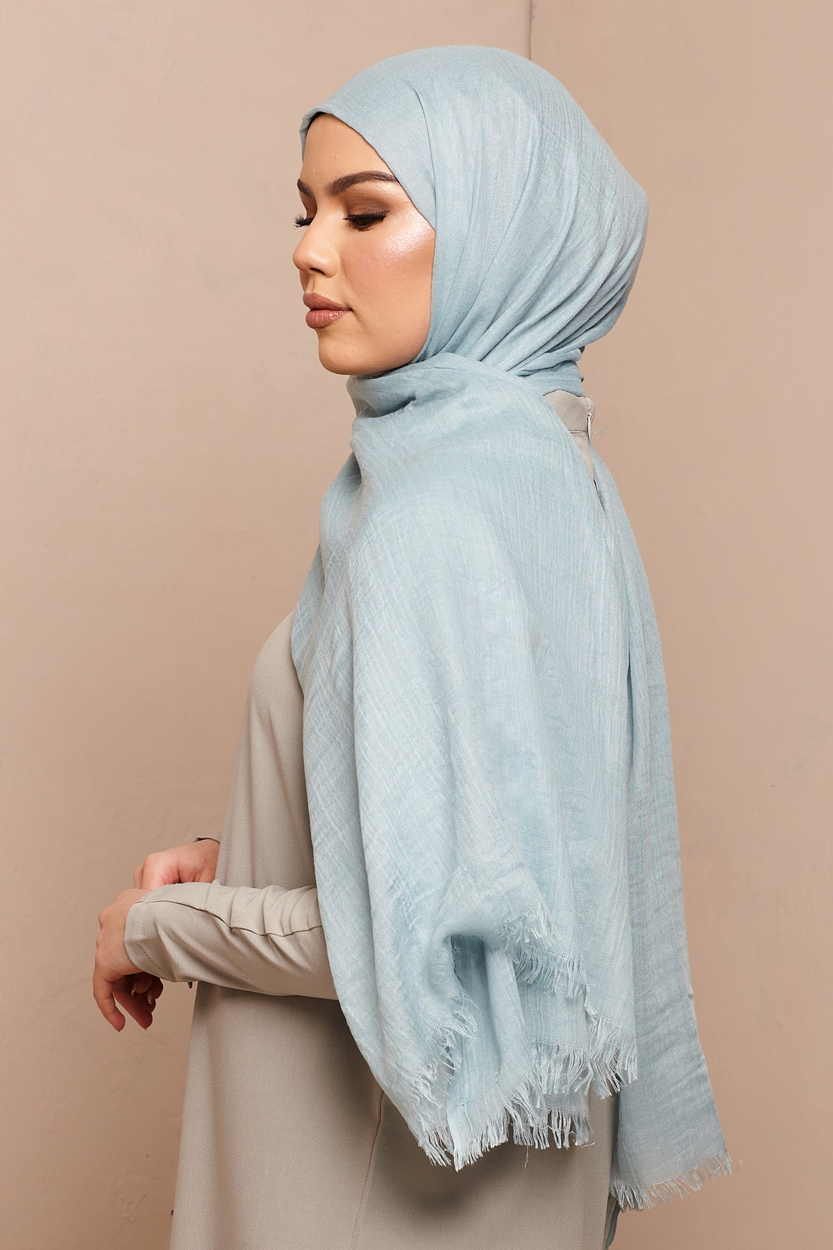 Light Blue Cotton & Wool Hijab - CAVE