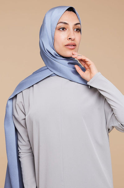 Light Blue Grain Satin Hijab - CAVE