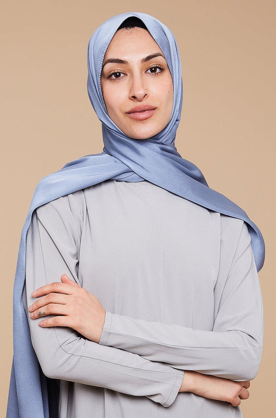 Light Blue Grain Satin Hijab - CAVE