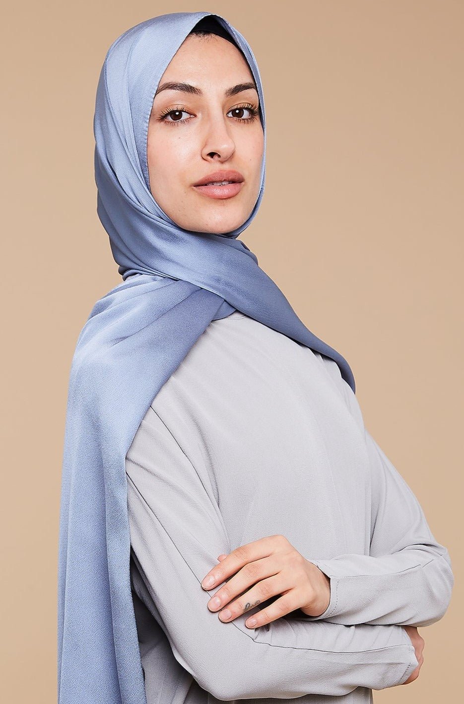 Light Blue Grain Satin Hijab - CAVE