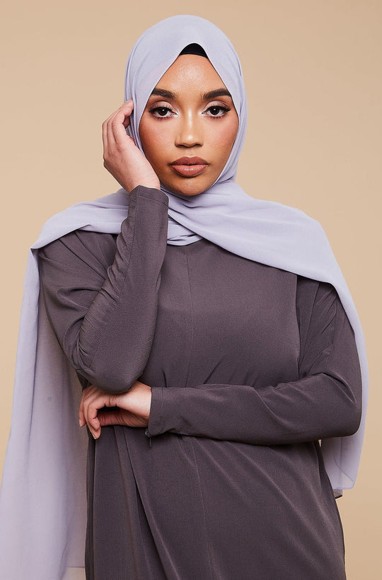 Light Grey Soft Crepe Chiffon Hijab - CAVE