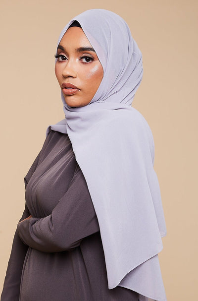Light Grey Soft Crepe Chiffon Hijab - CAVE