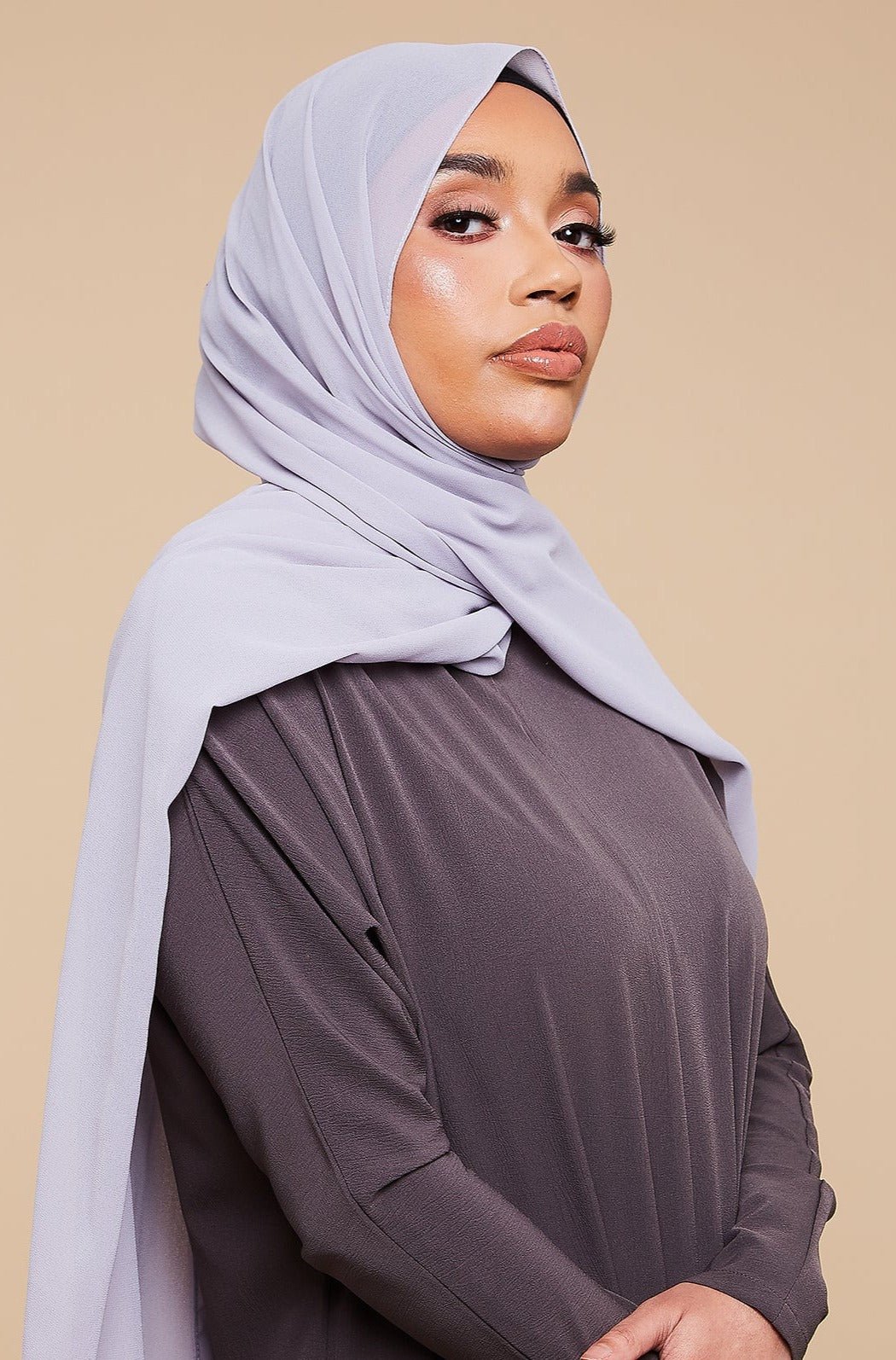 Light Grey Soft Crepe Chiffon Hijab - CAVE