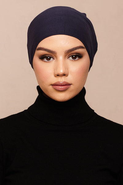 Maritime Blue Bamboo Jersey Hijab Cap - CAVE