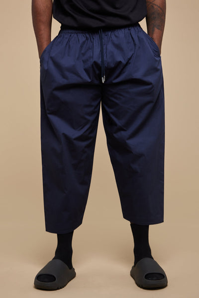 Maritime Blue Wide Leg Cotton Trousers - CAVE