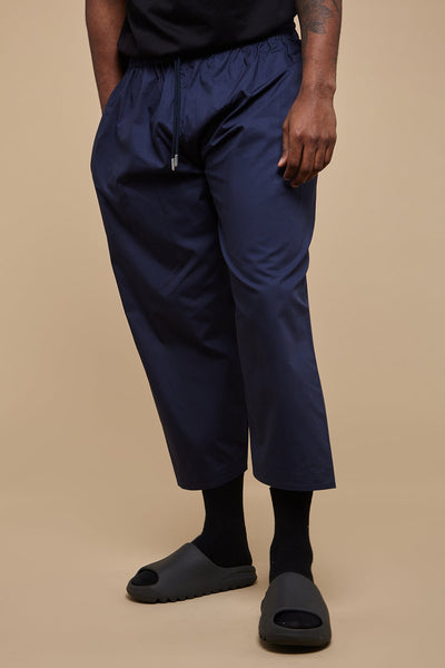 Maritime Blue Wide Leg Cotton Trousers - CAVE