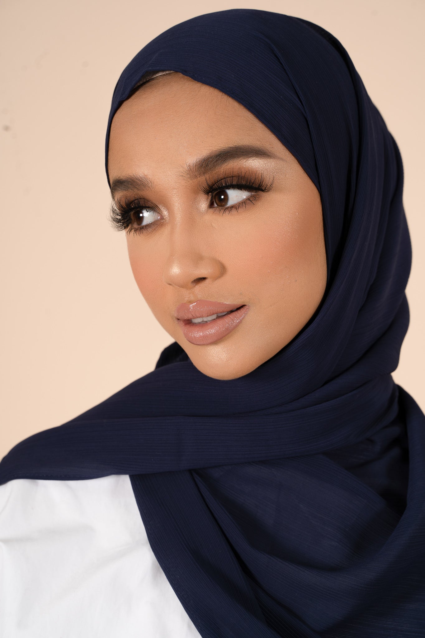 Midnight Navy Crinkle Soft Crepe Hijab - CAVE
