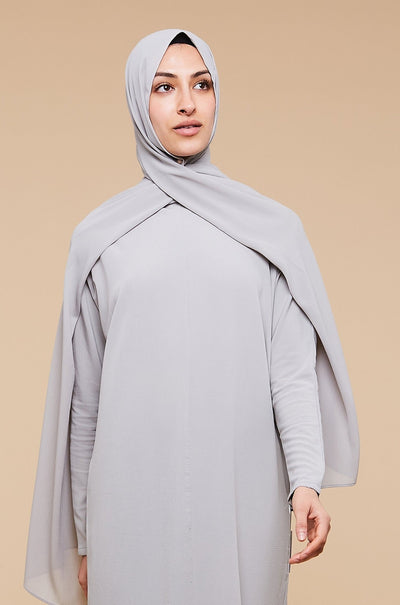 Mirage Gray Soft Crepe Hijab - CAVE