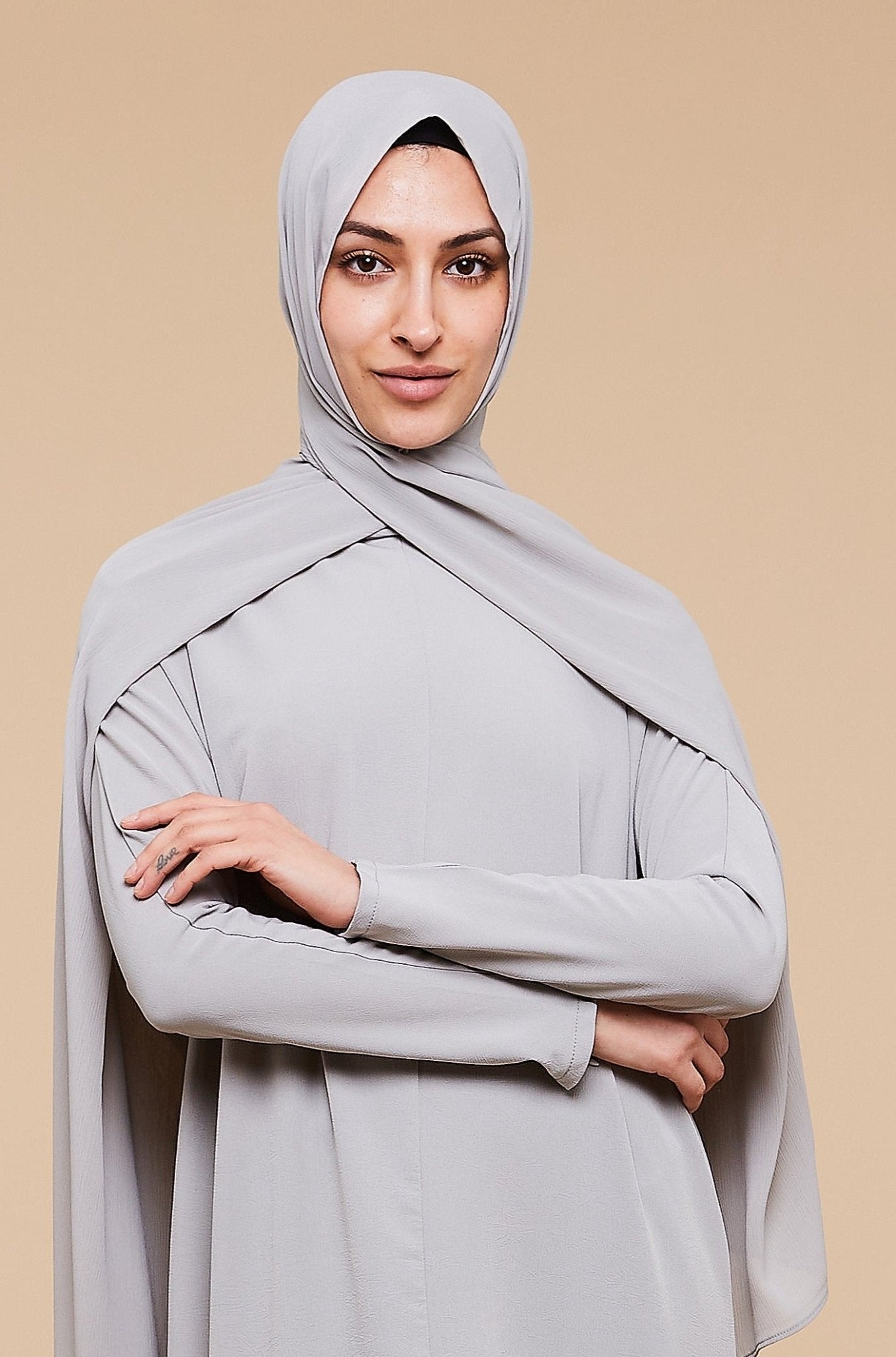 Mirage Gray Soft Crepe Hijab - CAVE