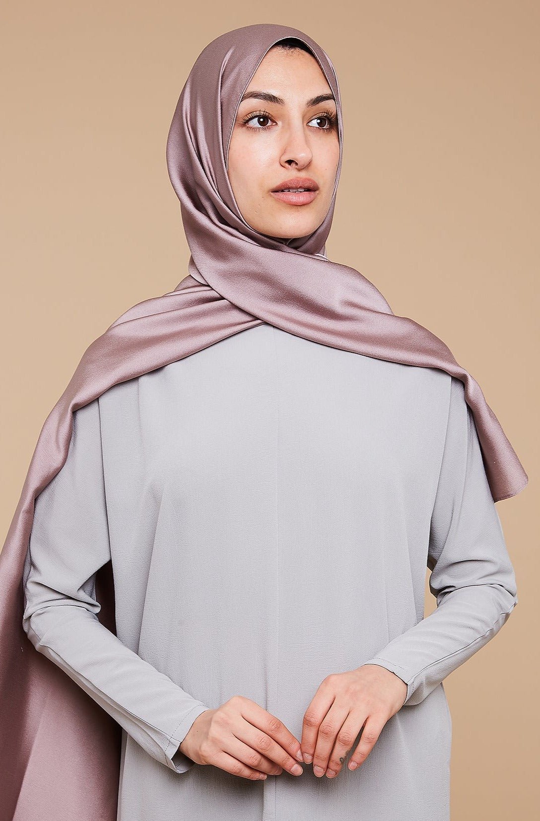 Mocca Grain Satin Hijab - CAVE