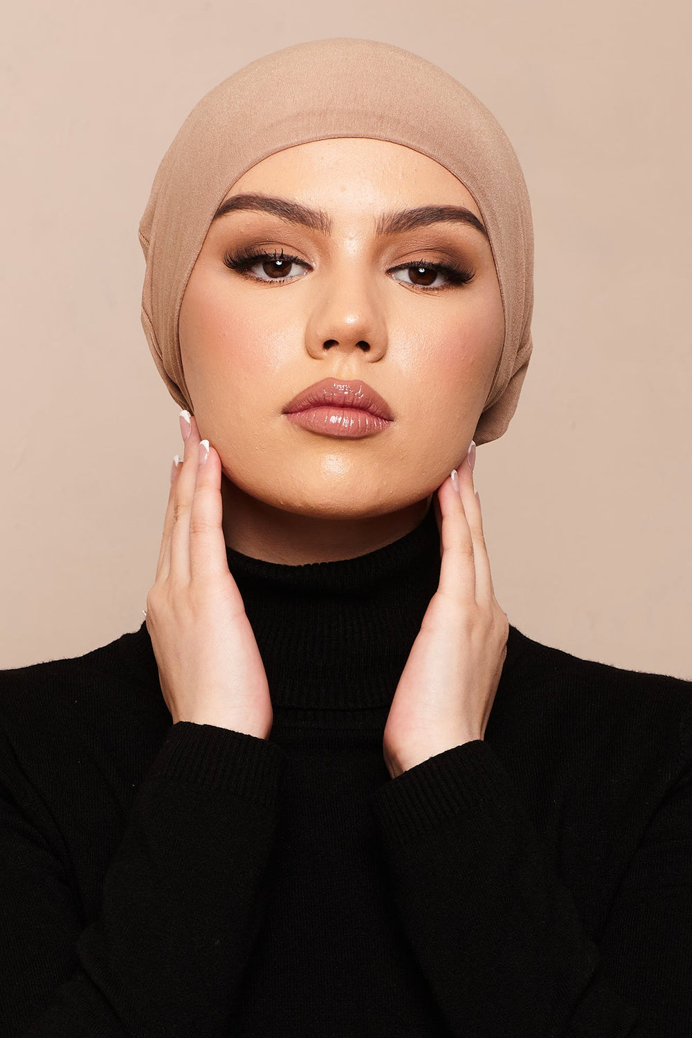 Mocha Meringue Bamboo Jersey Hijab Cap - CAVE