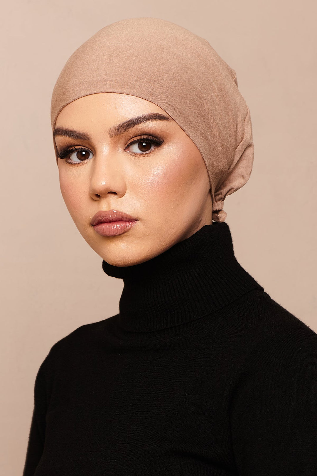 Mocha Meringue Bamboo Jersey Hijab Cap - CAVE