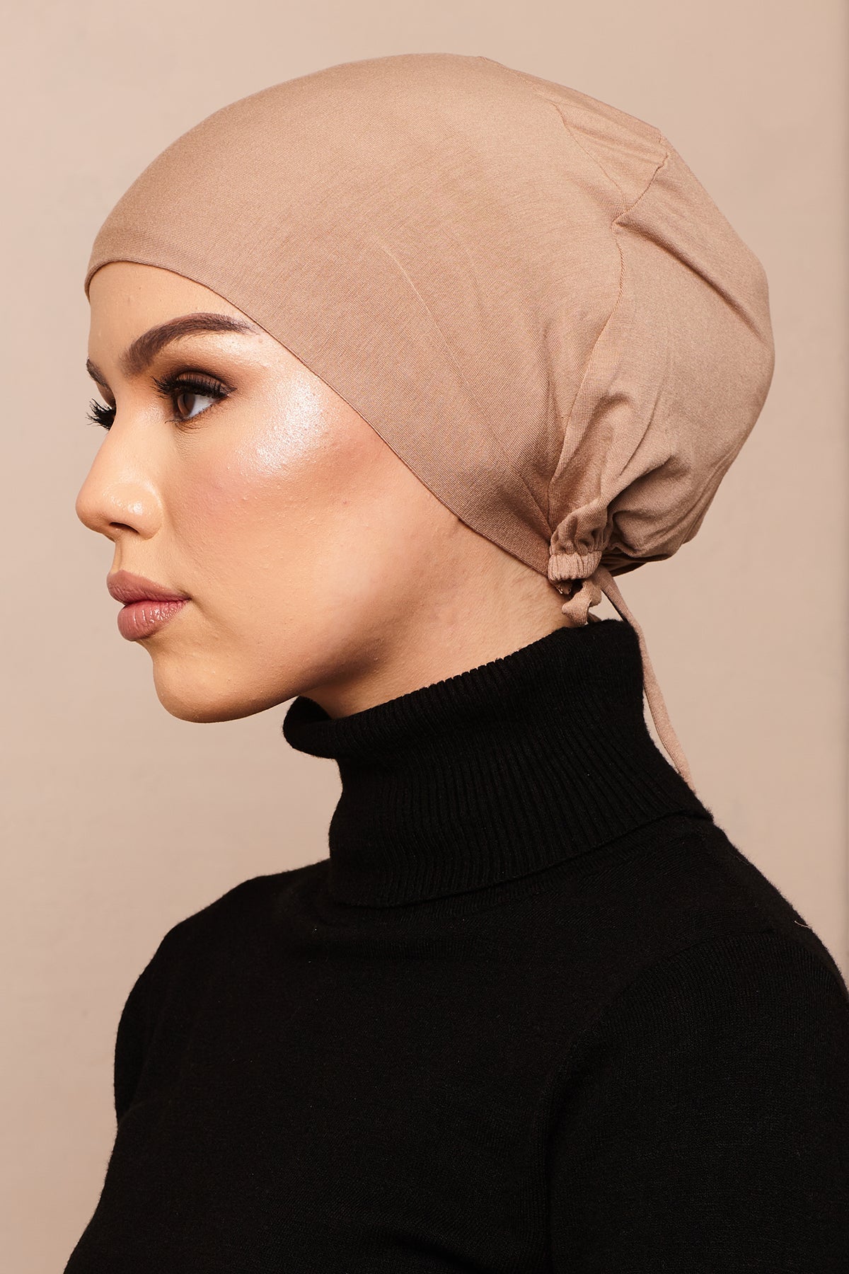 Mocha Meringue Bamboo Jersey Hijab Cap - CAVE