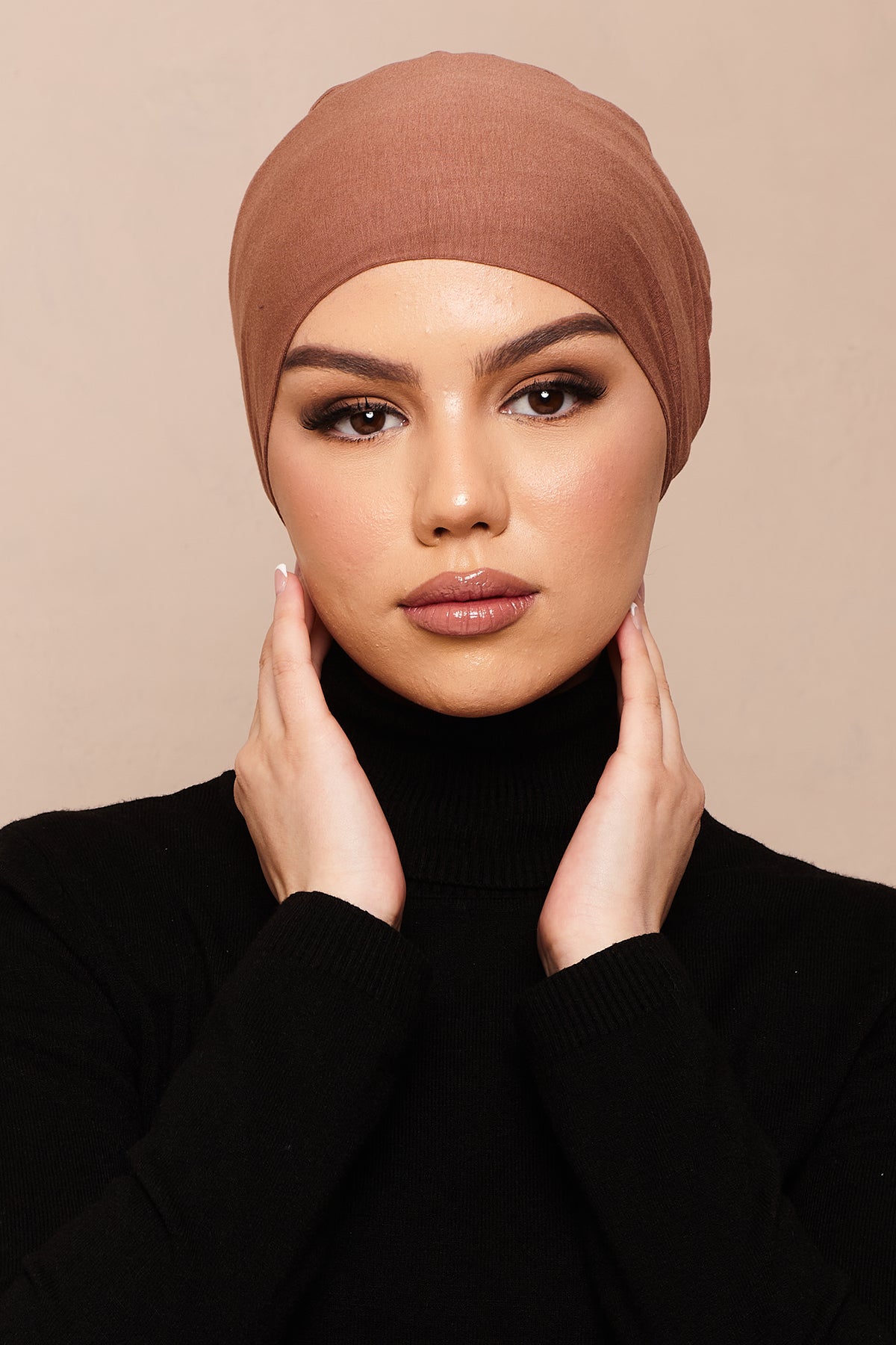 Mocha Mousse Bamboo Jersey Hijab Cap - CAVE