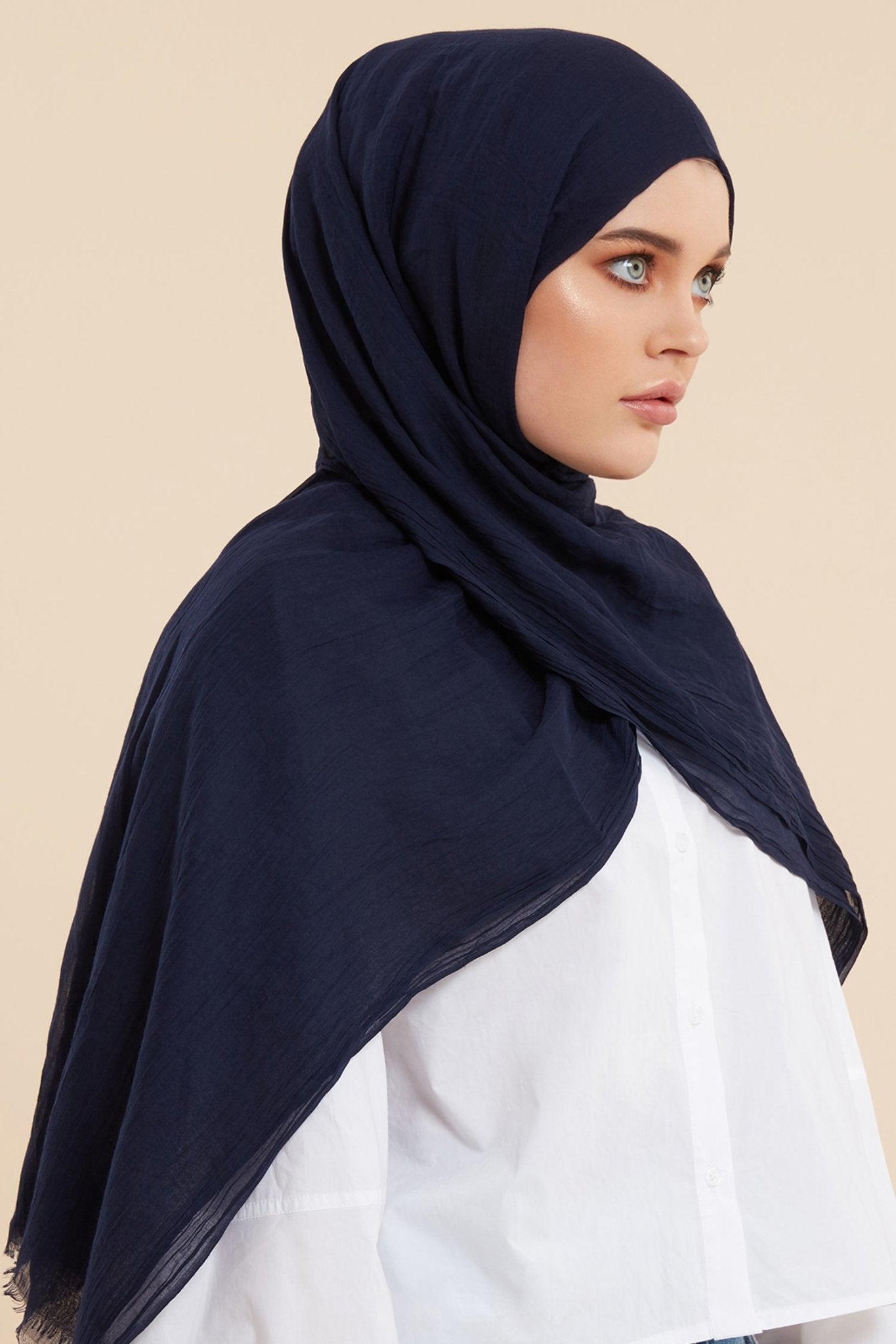 Navy Cotton & Silk Hijab - CAVE