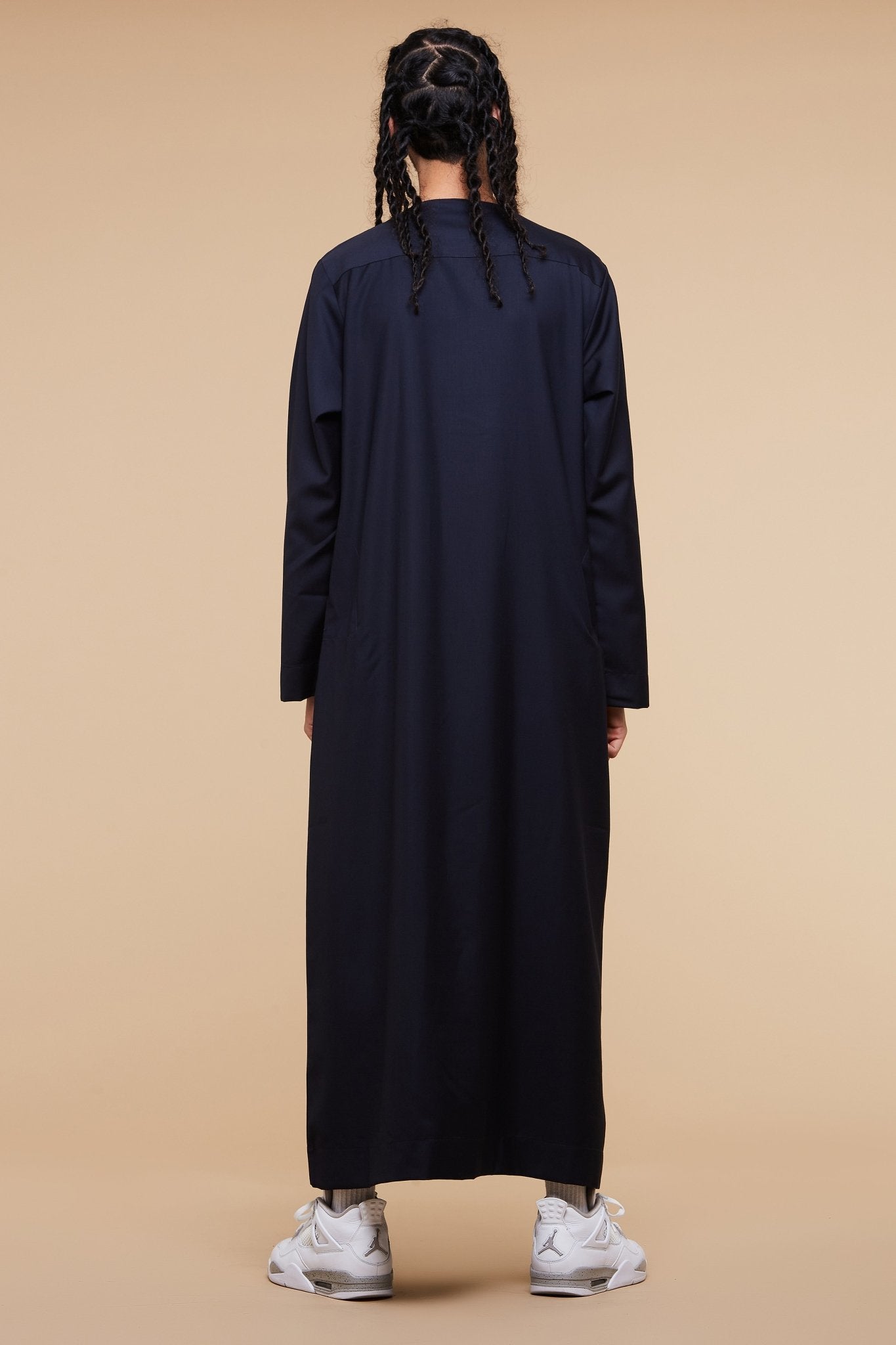 Navy & Grey Piping Omani Thobe - CAVE