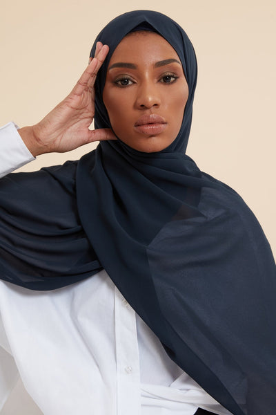 Navy Soft Crepe Hijab - CAVE