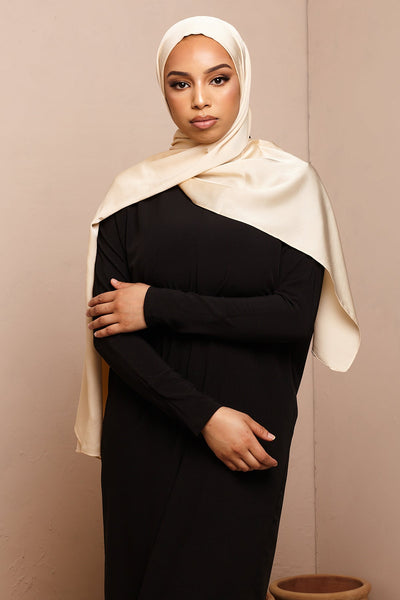 Nude Grain Satin Hijab - CAVE