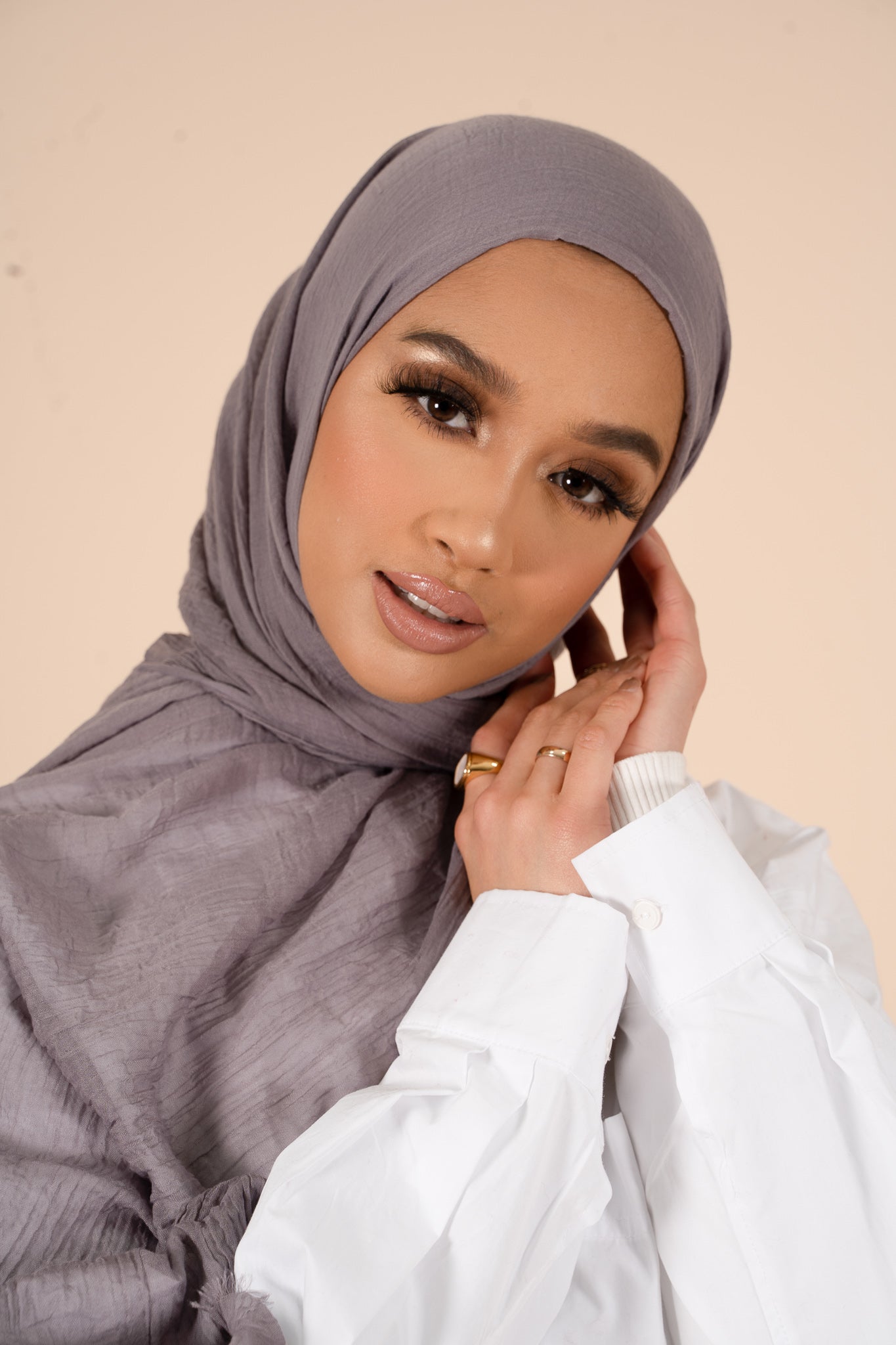 Opal Grey Cotton & Silk Hijab - CAVE